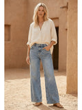 Adjustable Waistband High Rise Baggy Wide Jeans